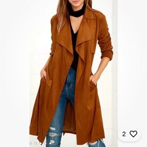 Take On the World Faux Suede Trench Coat Womens Size XS